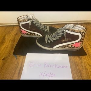 Leopard & burgundy/black suede Golden Goose Slides - Sold Out Everywhere!